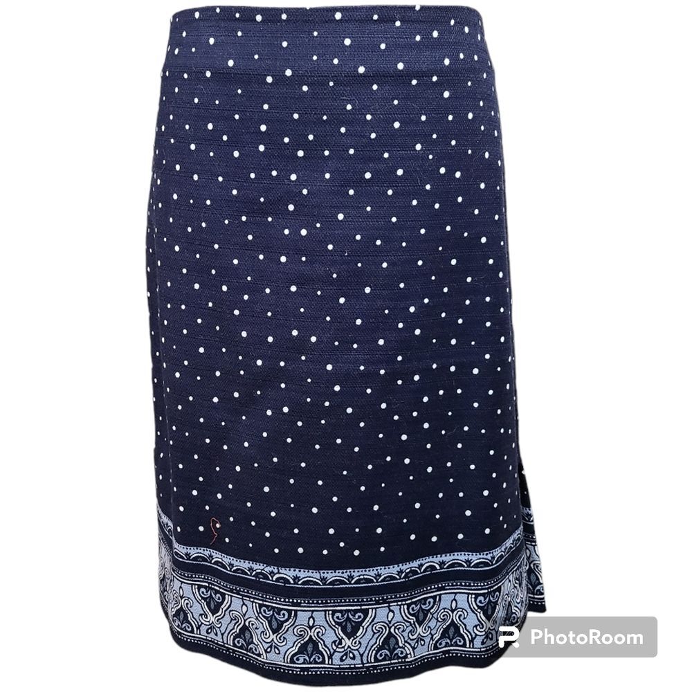 LOFT Size 16 Navy Blue White Polka Dot Tailored Pencil Skirt NEW Business Casual
